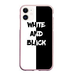 Чехол iPhone 11 матовый White and Black Белое и Чёрное, цвет: 3D-светло-розовый