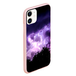 Чехол iPhone 11 матовый Purple Lightning, цвет: 3D-светло-розовый — фото 2