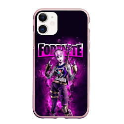 Чехол iPhone 11 матовый Fortnite Dark Power Chord Video game, цвет: 3D-светло-розовый