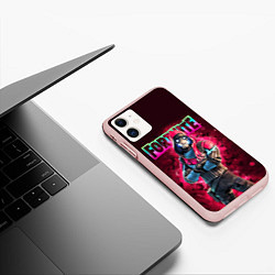 Чехол iPhone 11 матовый Fortnite Bonehead Skin, цвет: 3D-светло-розовый — фото 2