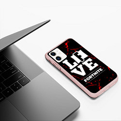 Чехол iPhone 11 матовый Fortnite Love Классика, цвет: 3D-светло-розовый — фото 2