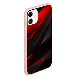 Чехол iPhone 11 матовый Red and Black Geometry, цвет: 3D-светло-розовый — фото 2