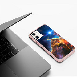 Чехол iPhone 11 матовый Бесконечное космическое пространство, цвет: 3D-светло-розовый — фото 2