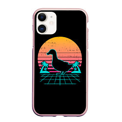 Чехол iPhone 11 матовый Ретро утка, цвет: 3D-светло-розовый