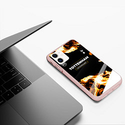 Чехол iPhone 11 матовый Tottenham legendary sport fire, цвет: 3D-светло-розовый — фото 2
