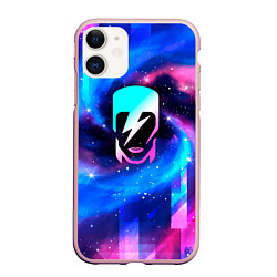 Чехол iPhone 11 матовый David Bowie неоновый космос, цвет: 3D-светло-розовый