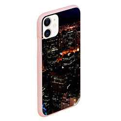 Чехол iPhone 11 матовый Ночной город - вид с высоты, цвет: 3D-светло-розовый — фото 2