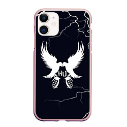 Чехол iPhone 11 матовый Hollywood Undead - молнии, цвет: 3D-светло-розовый