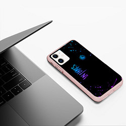 Чехол iPhone 11 матовый In flames - неон, цвет: 3D-светло-розовый — фото 2