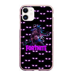 Чехол iPhone 11 матовый Fortnite raven - глаза, цвет: 3D-светло-розовый
