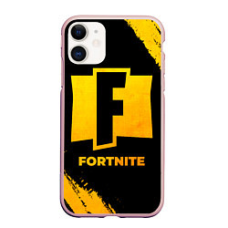 Чехол iPhone 11 матовый Fortnite - gold gradient, цвет: 3D-светло-розовый