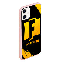 Чехол iPhone 11 матовый Fortnite - gold gradient, цвет: 3D-светло-розовый — фото 2