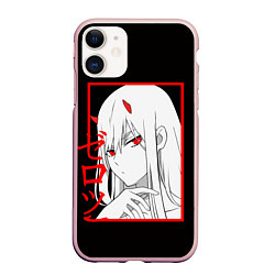 Чехол iPhone 11 матовый Darling in the Franxx: 02, цвет: 3D-светло-розовый