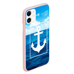 Чехол iPhone 11 матовый Anchor - marine theme, цвет: 3D-светло-розовый — фото 2