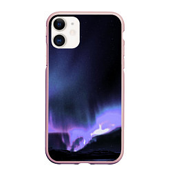 Чехол iPhone 11 матовый Northern lights, цвет: 3D-светло-розовый