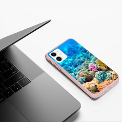 Чехол iPhone 11 матовый Дно морское, цвет: 3D-светло-розовый — фото 2