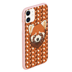 Чехол iPhone 11 матовый Милая красная панда, цвет: 3D-светло-розовый — фото 2