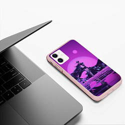 Чехол iPhone 11 матовый Фантазийный силуэт - vaporwave, цвет: 3D-светло-розовый — фото 2