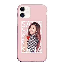 Чехол iPhone 11 матовый Сана Twice, цвет: 3D-светло-розовый