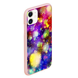 Чехол iPhone 11 матовый Радужные блики, цвет: 3D-светло-розовый — фото 2
