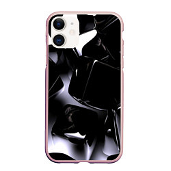 Чехол iPhone 11 матовый Хромированные кубы, цвет: 3D-светло-розовый