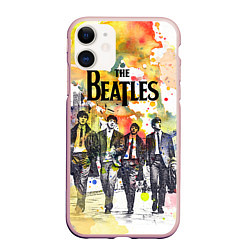 Чехол iPhone 11 матовый The Beatles: Colour Spray, цвет: 3D-светло-розовый