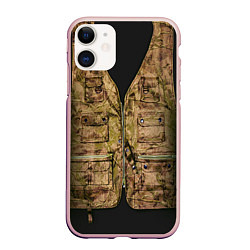 Чехол iPhone 11 матовый Жилетка охотника, цвет: 3D-светло-розовый
