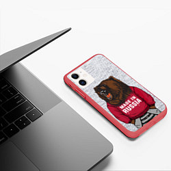 Чехол iPhone 11 матовый Made in Russia, цвет: 3D-красный — фото 2