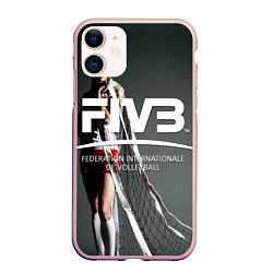 Чехол iPhone 11 матовый Волейбол 80, цвет: 3D-светло-розовый