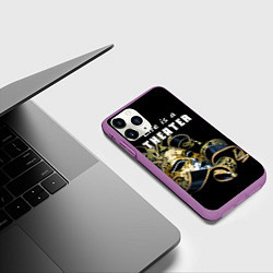 Чехол iPhone 11 Pro матовый Жизнь - это театр, цвет: 3D-фиолетовый — фото 2