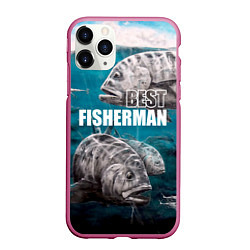 Чехол iPhone 11 Pro матовый Best fisherman, цвет: 3D-малиновый