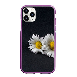 Чехол iPhone 11 Pro матовый Полевые ромашки, цвет: 3D-фиолетовый