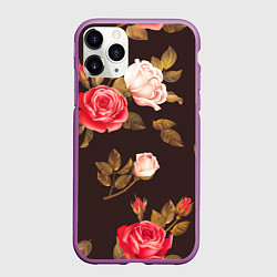 Чехол iPhone 11 Pro матовый Мотив из роз, цвет: 3D-фиолетовый