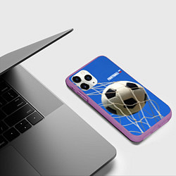 Чехол iPhone 11 Pro матовый Футбол - гол, цвет: 3D-фиолетовый — фото 2