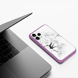Чехол iPhone 11 Pro матовый Белая сакура, цвет: 3D-фиолетовый — фото 2