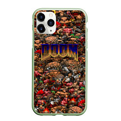 Чехол iPhone 11 Pro матовый DOOM: Pixel Monsters, цвет: 3D-салатовый