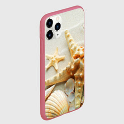Чехол iPhone 11 Pro матовый Морские ракушки, цвет: 3D-малиновый — фото 2
