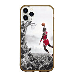 Чехол iPhone 11 Pro матовый Michael Jordan NBA, цвет: 3D-коричневый