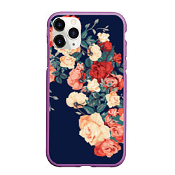 Чехол iPhone 11 Pro матовый Fashion flowers, цвет: 3D-фиолетовый