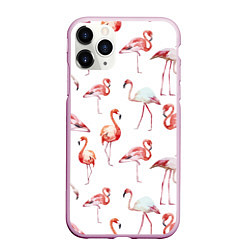 Чехол iPhone 11 Pro матовый Действия фламинго, цвет: 3D-розовый