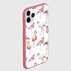 Чехол iPhone 11 Pro матовый Действия фламинго, цвет: 3D-малиновый — фото 2