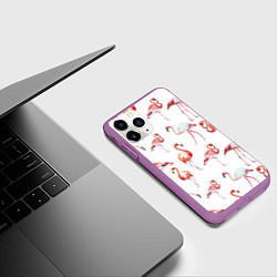 Чехол iPhone 11 Pro матовый Действия фламинго, цвет: 3D-фиолетовый — фото 2