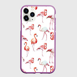 Чехол iPhone 11 Pro матовый Действия фламинго, цвет: 3D-фиолетовый