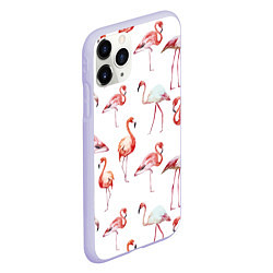Чехол iPhone 11 Pro матовый Действия фламинго, цвет: 3D-светло-сиреневый — фото 2