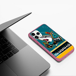 Чехол iPhone 11 Pro матовый San Jose Sharks, цвет: 3D-малиновый — фото 2