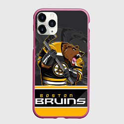 Чехол iPhone 11 Pro матовый Boston Bruins, цвет: 3D-малиновый