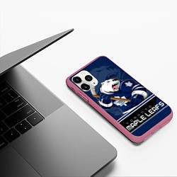 Чехол iPhone 11 Pro матовый Toronto Maple Leafs, цвет: 3D-малиновый — фото 2