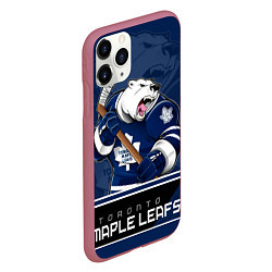Чехол iPhone 11 Pro матовый Toronto Maple Leafs, цвет: 3D-малиновый — фото 2