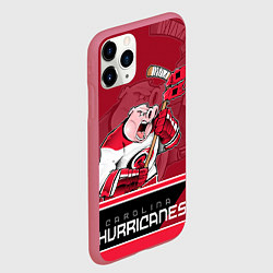 Чехол iPhone 11 Pro матовый Carolina Hurricanes, цвет: 3D-малиновый — фото 2