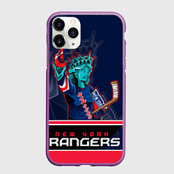 Чехол iPhone 11 Pro матовый New York Rangers, цвет: 3D-фиолетовый